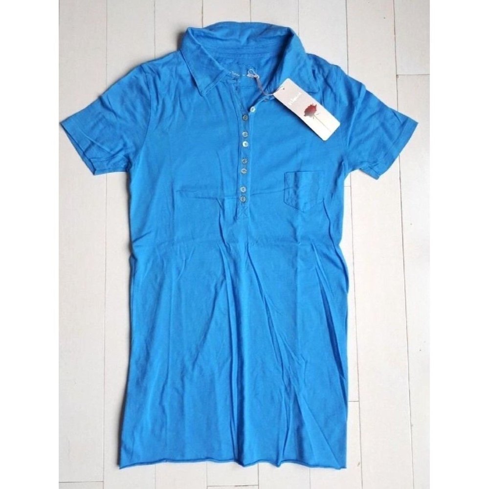 81HOURS Washington Infinity Front Button polo Top Shirt Blue ( S )